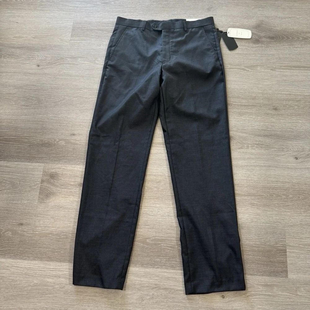 NWT Greg Norman Charcoal P4LM10 Slim‎ Fit Flat Front Dress Pants Men's 34 x 34